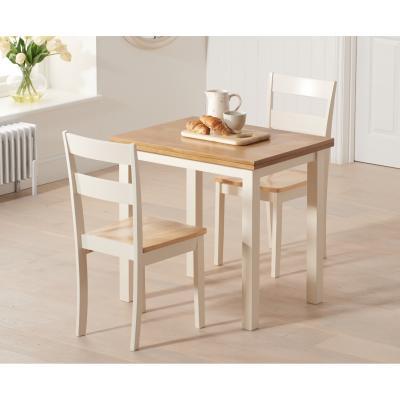 Oak&More Hastings Extending Cream And Oak Table With Chiltern Chairs - Cream, 2 Chairs