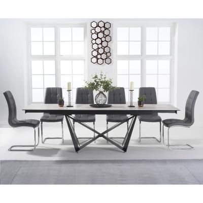 Oak&More Blenheim 180cm White Ceramic Dining Table with Lorin Chairs - White, 6 Chairs