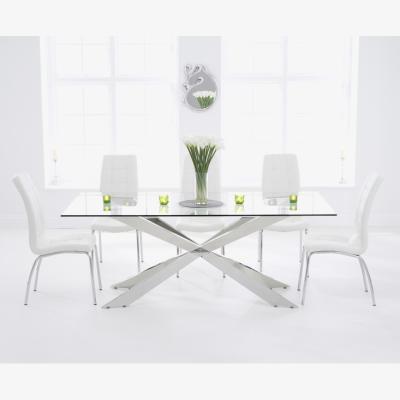 Oak&More Juniper 200cm Glass Dining Table With 10 Red Enzo Chairs