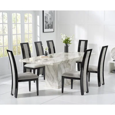 Oak&More Calacatta 180cm Marble Dining Table with Raphael Chairs