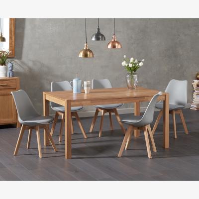 Oak&More Oxford 150cm Solid Oak Dining Table With 6 White Duke Faux Leather Chairs