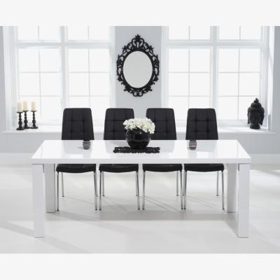 Oak&More Atlanta 200cm White High Gloss Dining Table With 10 Cream Calgary Chairs