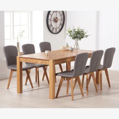 Oak&More Verona 150cm Oak Table With 6 Grey Ruben Faux Leather Chairs