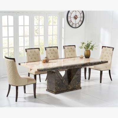 Oak&More Tenore 180cm Marble Effect Dining Table with Angelica Chairs