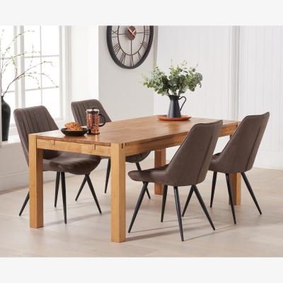 Oak&More Verona 150cm Oak Table With 6 Brown Brody Antique Chairs