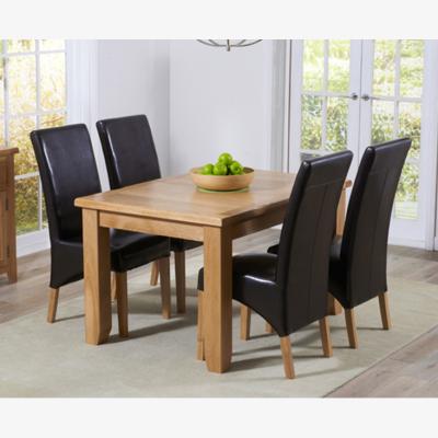 Oak&More Yateley 130cm Oak Extending Dining Table With 6 Cream Cannes Chairs