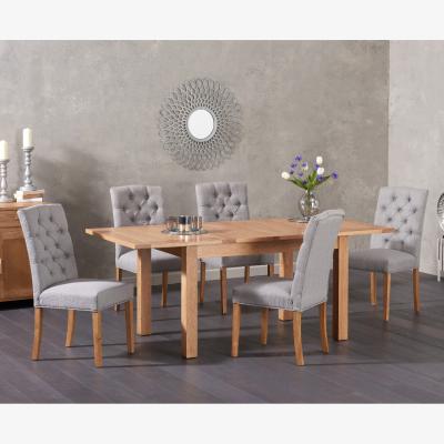 Oak&More Cheadle 130cm Oak Extending Dining Table With 4 Cream Isabella Chairs