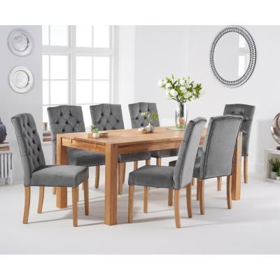 Oak&More Ex-display Verona 180cm Solid Oak Dining Table with 6 GREY Claudia Chairs