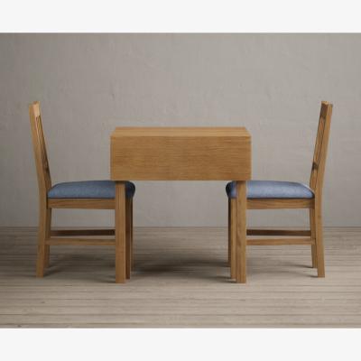 Oak&More Extending York 70cm Solid Oak Dining Table With 4 Linen York Chairs