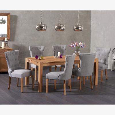 Oak&More Thetford 180cm Solid Oak Dining Table With 8 Grey Clara Fabric Chairs