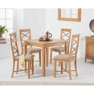 Oak&More Sadie Oak 85cm Table with Cross Back Chairs - Oak, 2 Chairs