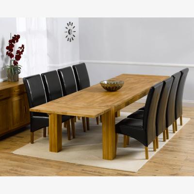 Oak&More Madrid 240cm Solid Oak Extending Dining Table With 8 Cream Cannes Chairs
