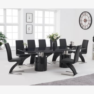 Oak&More Antonio 260cm Black Marble Dining Table With 8 Grey Hampstead Z Chairs