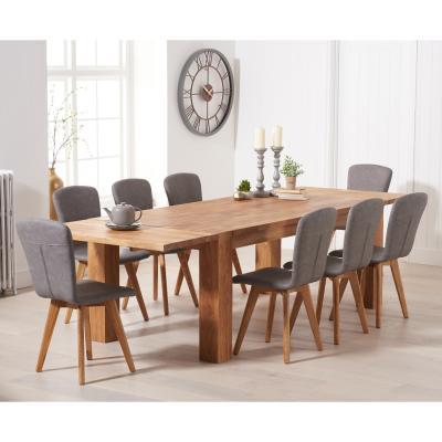 Oak&More Madrid 200cm Extending Oak Table With Tivoli Faux Leather Chairs - Brown, 6 Chairs