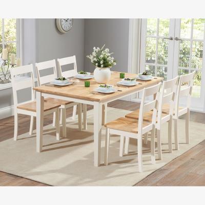 Oak&More Chiltern 150cm Oak and Cream Painted Dining Table and 8 Cream Chairs