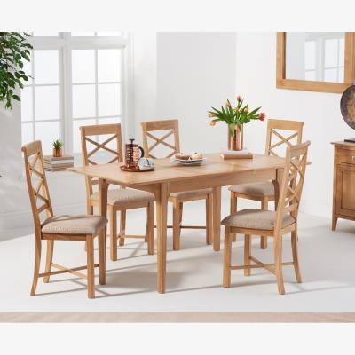 Oak&More Sadie Oak 120cm Butterfly Extending Table with Cross Back Chairs - Oak, 4 Chairs