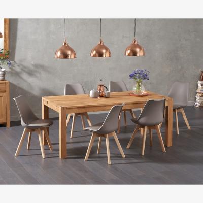 Oak&More Verona 150cm Solid Oak Dining Table With 8 White Duke Faux Leather Chairs
