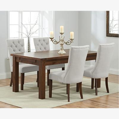 Oak&More Extending Normandy 150cm Dark Oak Dining Table with 4 Natural Francois Chairs