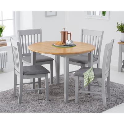 Oak&More Genoa Oak and Grey 100cm Extending Dining Table with Chairs with Fabric Seats - Oak and Grey, 2 Chairs