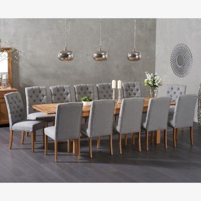 Oak&More Thetford 180cm Oak Dining Table with 8 Natural Isabella Chairs with Thetford 45cm Oak Extensions