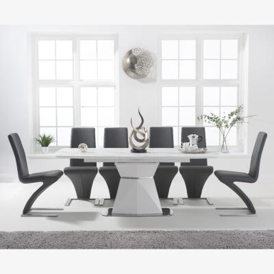 Oak&More Jackson 160cm White Extending Dining Table With 10 Grey Hampstead Z Chairs
