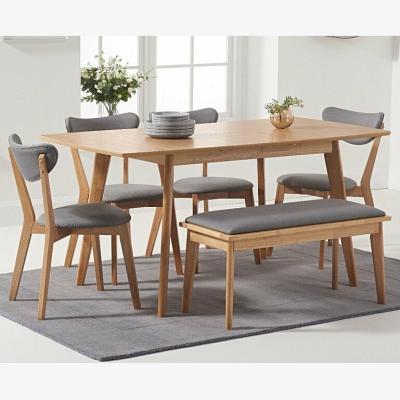 Oak&More Ex-display Sacha Extending Dining Table with TWO Sacha Cushion Seat Chairs and TWO Sacha Benches