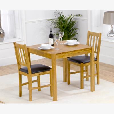 Oak&More Oxford 80cm Solid Oak Dining Table With 4 Brown Oxford Chairs