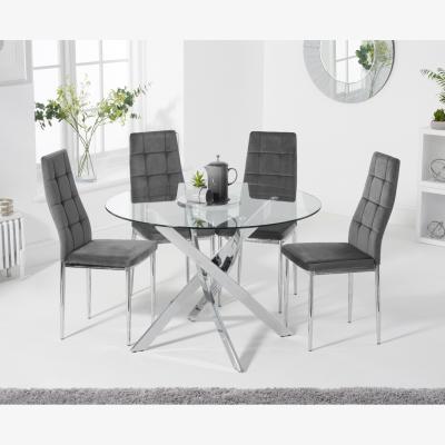 Oak&More Denver 120cm Glass Dining Table With 6 Grey Melissa Chairs