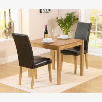 Oak&More Oxford 80cm Solid Oak Dining Table With 2 Black Albany Chairs