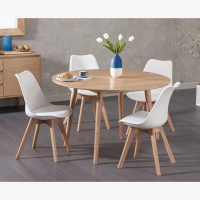 Oak&More Nordic 120cm Round Oak Dining Table With 4 Dark Grey Duke Faux Leather Chairs