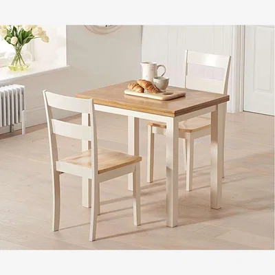 Oak&More Ex-display Hastings Extending Cream And Oak Table With 2 Chiltern Chairs
