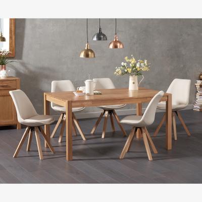Oak&More Ex-display Oxford 150cm Solid Oak Dining Table with 4 DARK GREY Oscar Fabric Square Leg Chairs