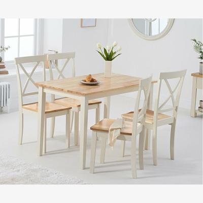 Oak&More Ex-display Chiltern 114cm Oak and Cream Dining Table and FOUR Epsom Chairs