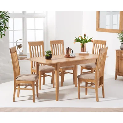 Oak&More Sadie Oak 120cm Butterfly Extending Table with Chairs - Oak, 4 Chairs