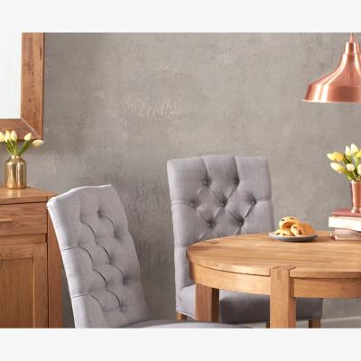Oak&More Thetford 110cm Oak Round Dining Table with 4 Grey Isabella Chairs