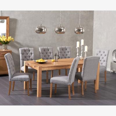 Oak&More Verona 150cm Oak Dining Table with 6 Grey Isabella Chairs