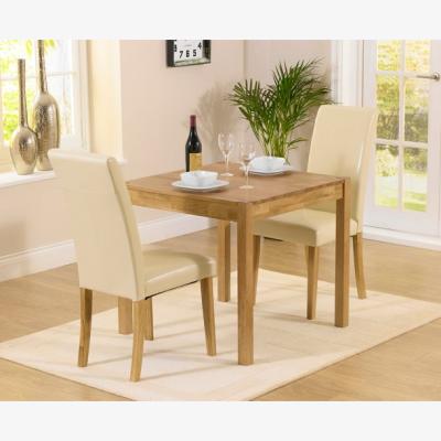 Oak&More Oxford 80cm Solid Oak Dining Table With 4 Cream Albany Chairs