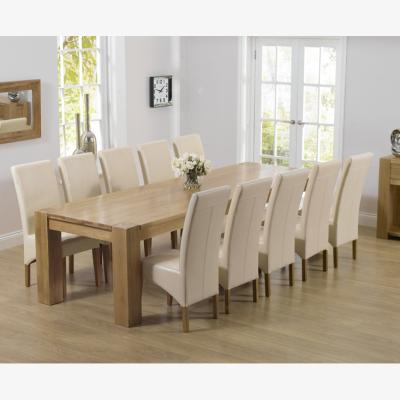 Oak&More Thames 300cm Oak Dining Table With 8 Cream Cannes Chairs