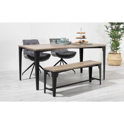 Out & Out Original Manhattan – Oak Effect Bench Dining Set – 4 Seats - Grey