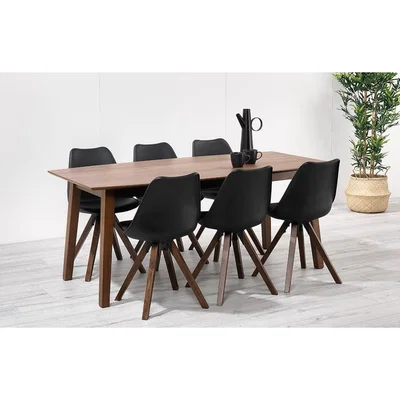 Out & Out Original Bojan – 180cm Walnut Dining Set – 6 Seats - Black