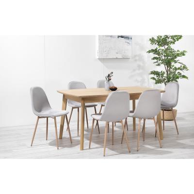 Out & Out Original Alba – 150cm White Oak Dining Set – 6 Seats – Grey Velvet