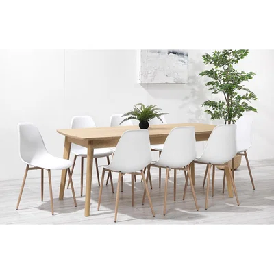 Out & Out Original Alba – 180cm White Oak Dining Set – 8 Seats – White Resin
