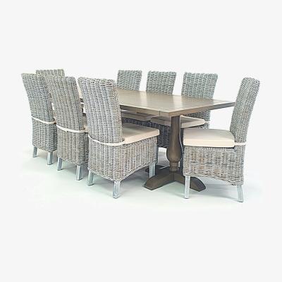 Out & Out Original Balmoral – High Back Rattan Rectangular Dining Set – Whitewash - 8 Seater