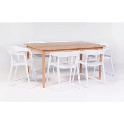 Out & Out Original Herringbone & Zion Dining Set - 150cm - 6 Seats - White