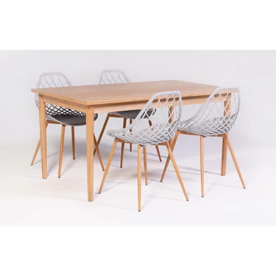 Out & Out Original Herringbone & Aurora Dining Set - 150cm - 4 Seats - Grey