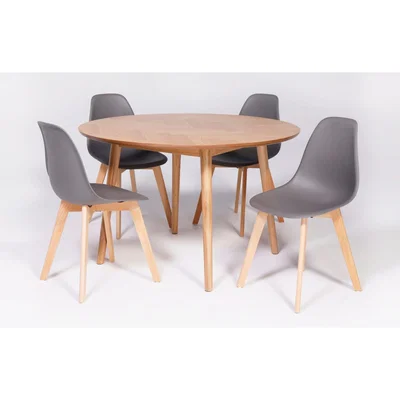 Out & Out Original Parquet & Ava Dining Set - 4 Seats - Dark Grey