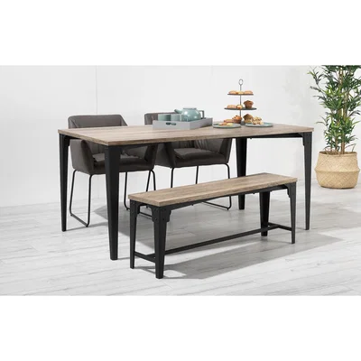 Out & Out Original Storm – Industrial Bench Dining Set – 4 Seats - Grey