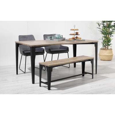 Out & Out Original Mona – Oak Effect Bench Dining Set – 4 Seats - Grey