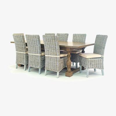 Out & Out Original Rembrandt High Back Rattan Dining Set- 8 Seater - Whitewash