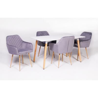 Out & Out Original Bailey & Erika Dining Set - 4 Seats - Grey Velvet